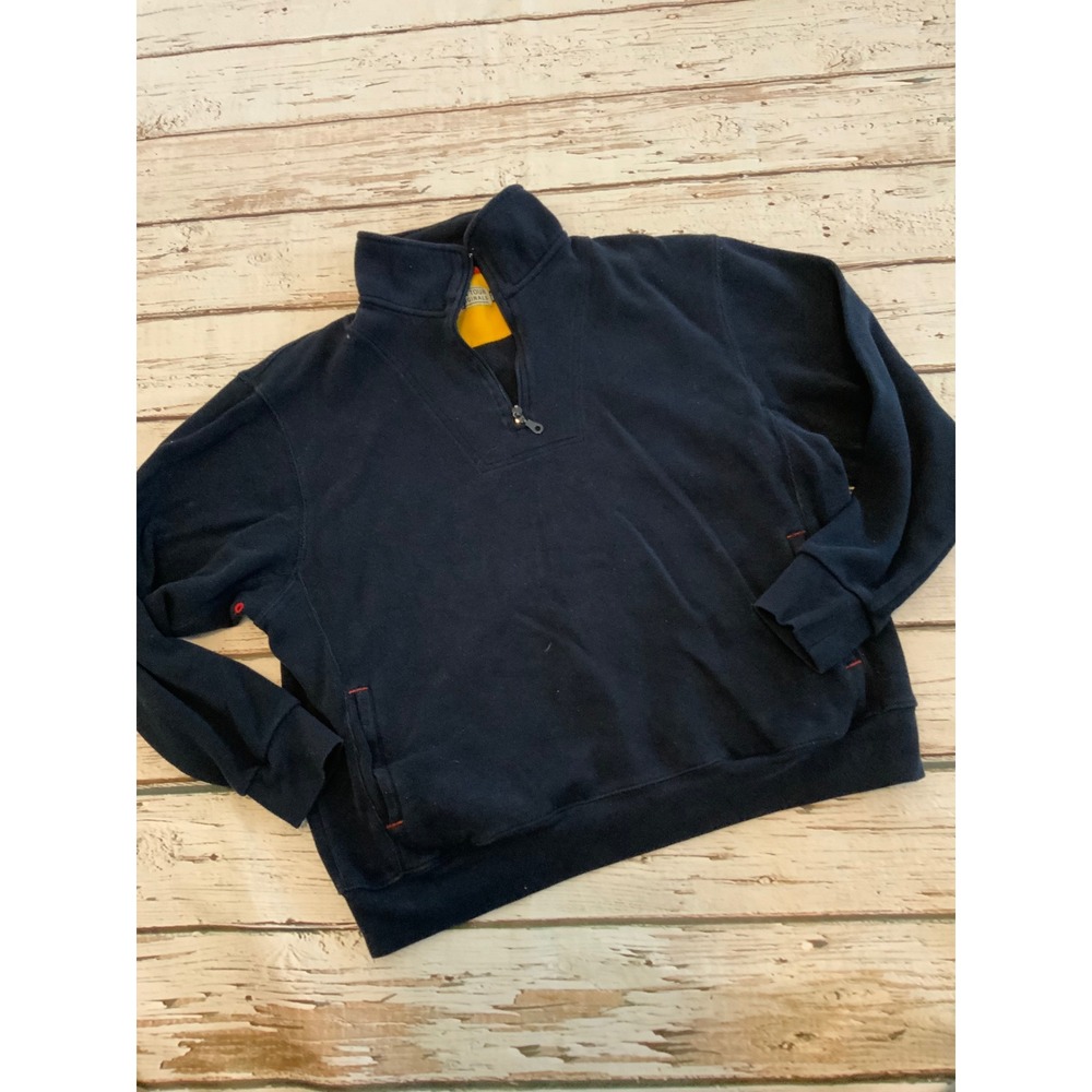 PGA Tour Originals Mens Medium Navy Blue Quarter Zip Pullover Sweatshirt Pockets